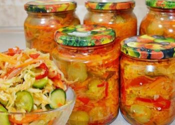 Хрусткий овочевий салат на зиму